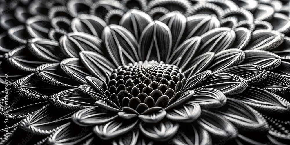 Poster close-up silhouette of black and white substance in high contrast capturing intricate textures and p
