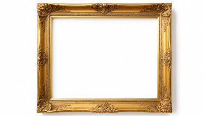 Elegant large golden picture frame against a clean white background.