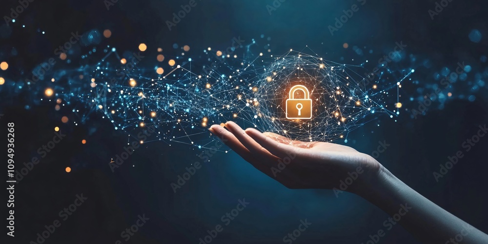 Aufkleber secure digital network cyber security data protection concept