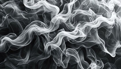 Smoke creating abstract patterns in black and white.