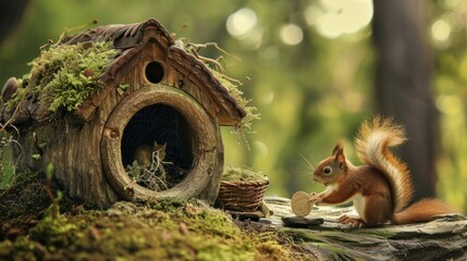 A squirrel with its lovely home