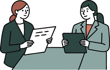 Businesswomen Meeting Interview, Resume Review, Professional Discussion, Collaboration, Office