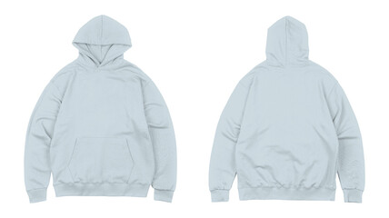 Front and back views of light blue plain hoodie are shown. © resource image