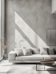 Modern Minimalist Living Room Design With Grey Sofa