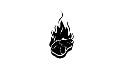 Grilled Meat, black isolated silhouette