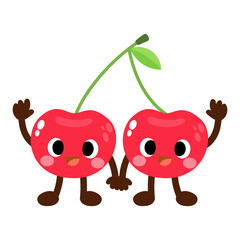 Funny Cherry Couple Sweet Cartoon