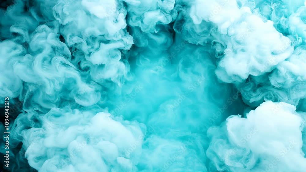 Poster ethereal turquoise smoke swirls in a mystical atmosphere creating an enigmatic and dreamlike backgro