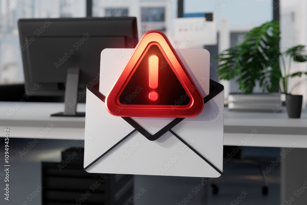 Aufkleber a digital alert symbol appears on an envelope, suggesting a warning about an important message in an