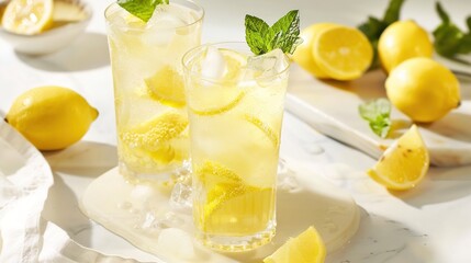 Lemon Bubble Water - a refreshing and vibrant visual. The image captures the effervescence and zesty appeal of lemon-infused sparkling water.