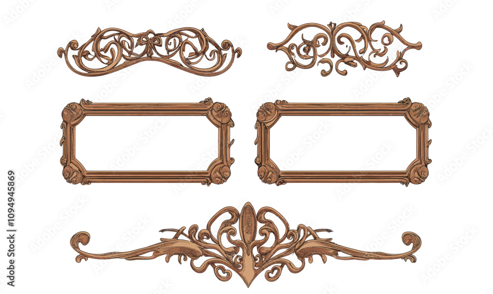 Aufkleber medieval ornate frames and borders vector for game ui and design projects