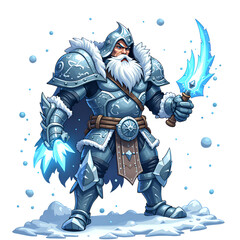 Fototapeta premium Frost guardian legendary warrior of the ice realm with elemental power and glacial armor, digital art of fantasy character design concept.