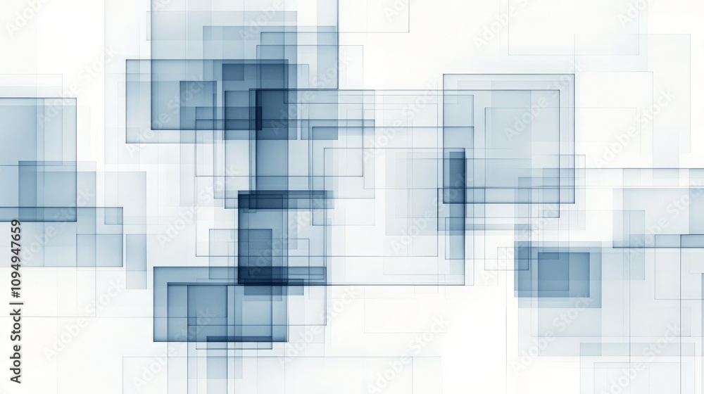 Poster abstract blue geometric shapes layered with transparency, creating a modern and dynamic visual effec