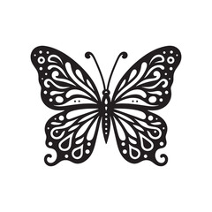 A graceful butterfly silhouette captured in vector art. A butterfly vector illustration isolated on a white background.
