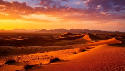 Fototapeta premium Dramatic Sunset over Desert Horizon