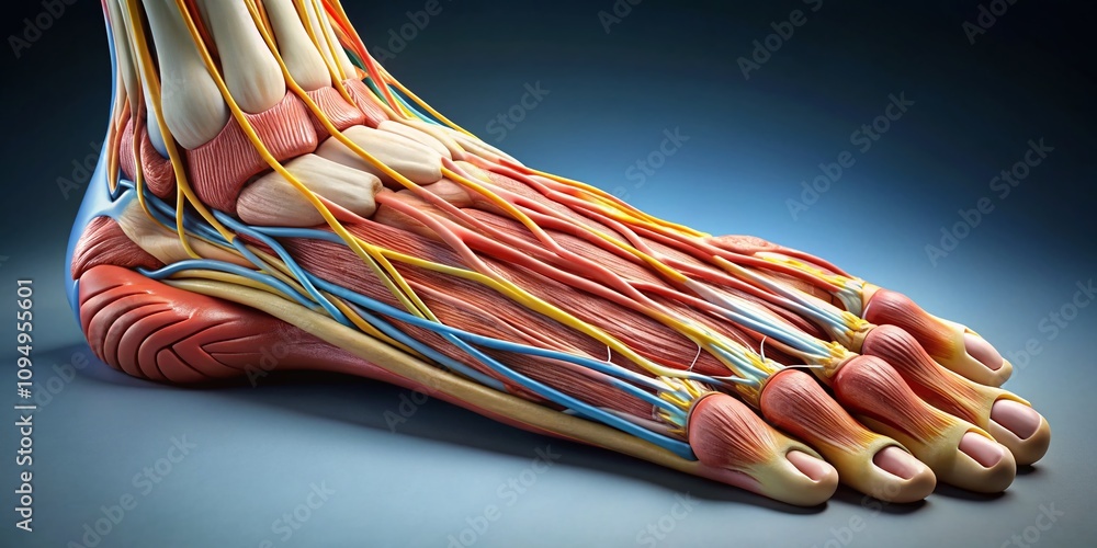 Poster detailed macro photography of hallux anatomy illustrating the structure and function of the big toe,