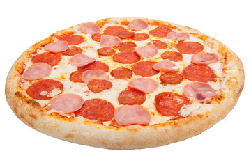 Pepperoni pizza isolated on a white background with clipping path.