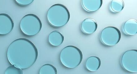 Blue Circles Glass Sculpture, Circle Shape Design, Reflective, Elegant Refracting Translucent Art