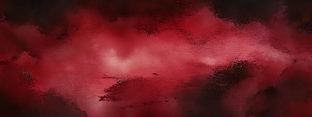 Obraz premium Abstract red watercolor background with dark grunge texture and smoke , distressed vintage. dark maroon background, dark crimson texture, banner 