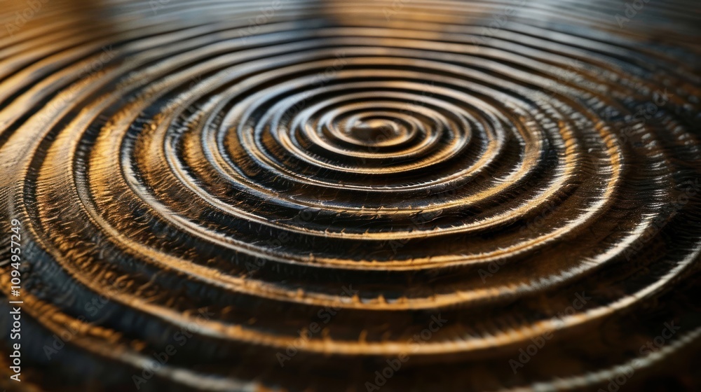 Poster close-up of ripples on a reflective surface, showcasing patterns of movement and light.