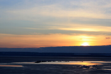 winter sunset at the beach