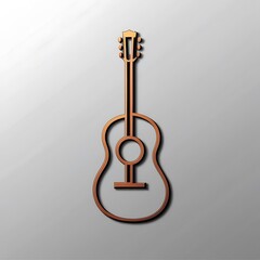 Elegant Bronze Outline Acoustic Guitar Illustration