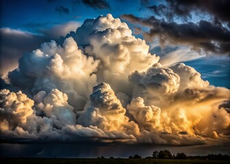 Dramatic Contrast of Black Sky and White Clouds Captured with Rule of Thirds for Stunning Landscape Photography