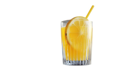 Glass of Orange Juice with Lemon Slice and Straw - Photo