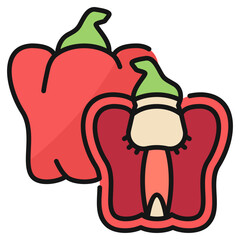 Nutrition Pack Icon,Paprika Filled line Icon