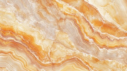 Obraz premium A close-up view of orange and cream marbled stone with flowing patterns.