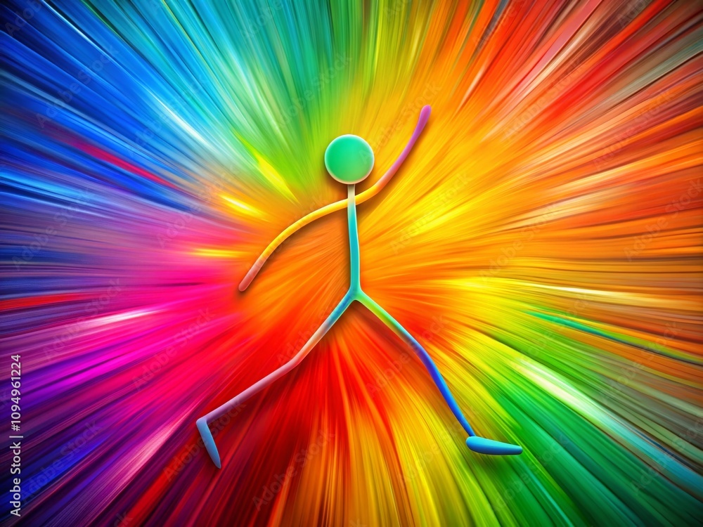 Poster dynamic stick figure in action: captivating illustration utilizing the rule of thirds for a balanced