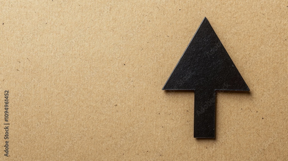 Poster black arrow symbol on a textured brown background representing direction, guidance, and progress in 