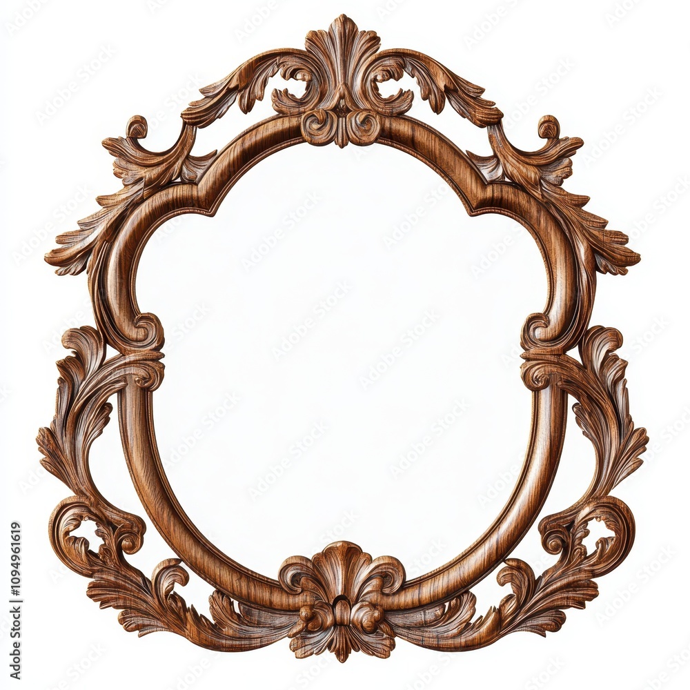 Poster ornate wooden picture frame with intricate carvings and a blank center for displaying artwork.