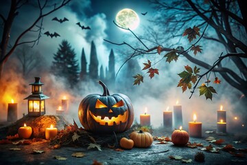 Eerie Low Light Photography Capturing the Haunting Atmosphere of a Halloween Night with Shadows and Creepy Elements to Evoke Fear and Mystery