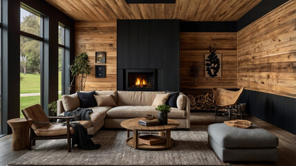 living room with fireplace