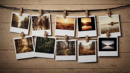 Fototapeta premium photo frames on wood