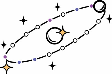 Fototapeta premium Fictional Mystical Galaxy Map Vector Design with Planets and Constellations 