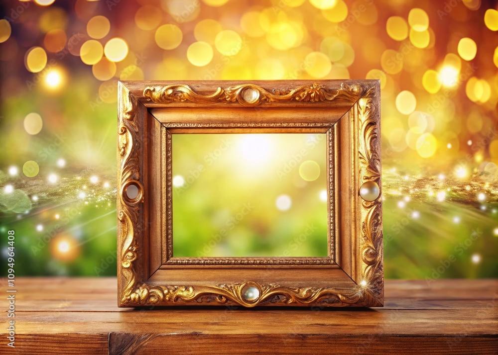 Poster elegant bokeh effect png picture frame on a soft background for creative display of photos, artworks