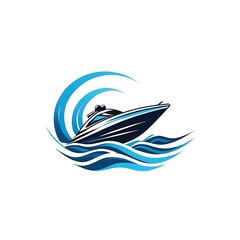 Fototapeta premium Abstract speed boat and sea waves logo design , isolated on white background
