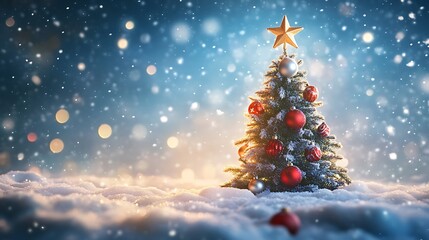 Obraz premium Festive Christmas Tree & Holiday Decor with Gifts, Stockings, and Fireworks for Winter Celebration