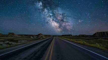 Fototapeta premium Milky Way over a Road