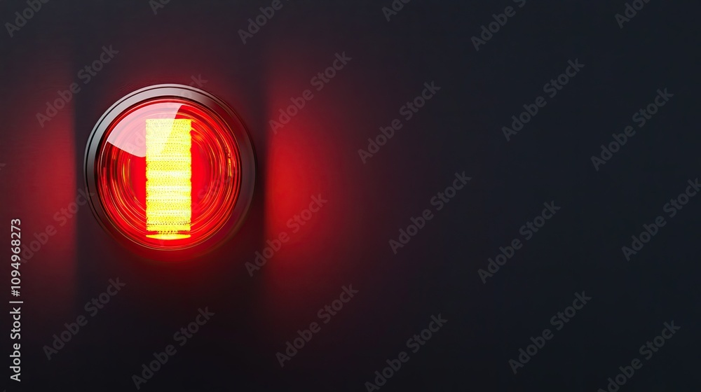 Poster bright red circular light on a dark background creating a minimalist design with a striking contrast