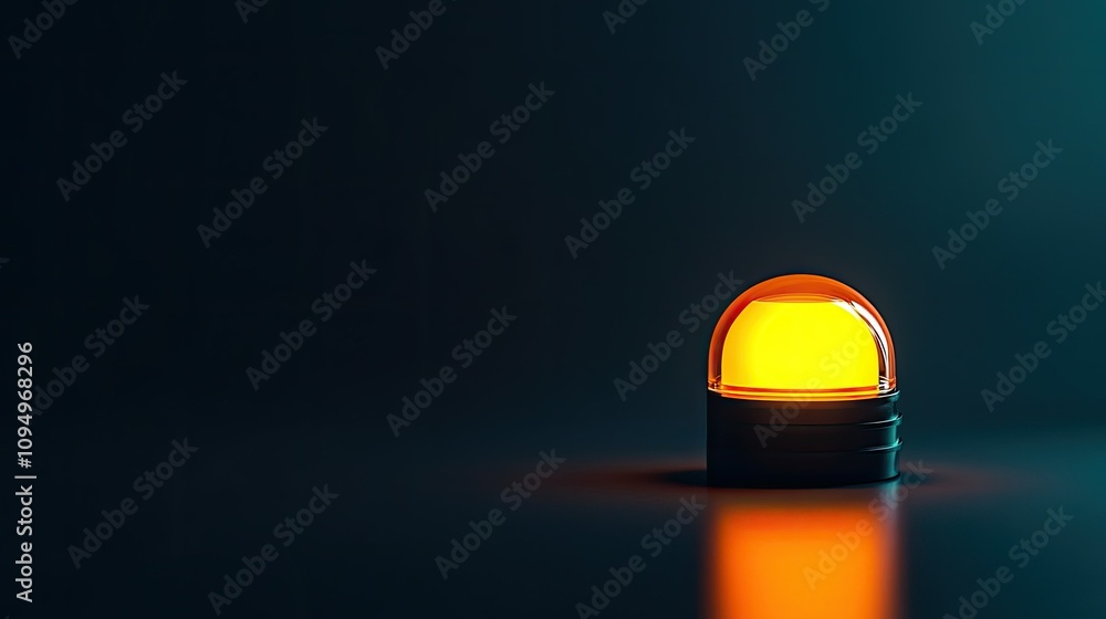 Aufkleber illuminated amber dome light on a dark background, creating a vibrant contrast and highlighting mini