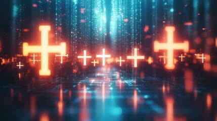 Digital Crosses: A Neon Glimmer in the Cyberverse