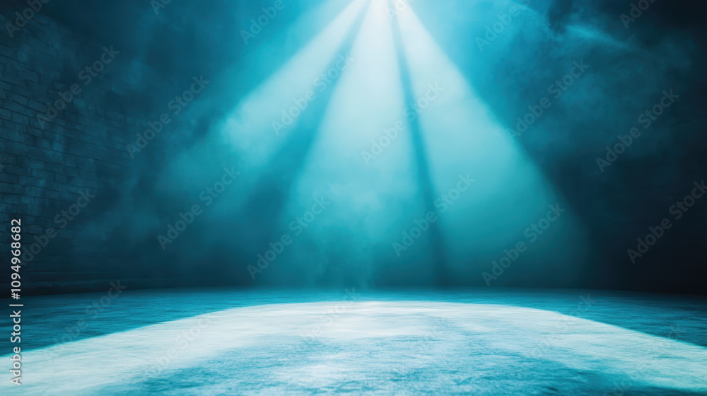 Aufkleber mysterious blue light beams illuminate an empty space, creating an ethereal atmosphere perfect for r