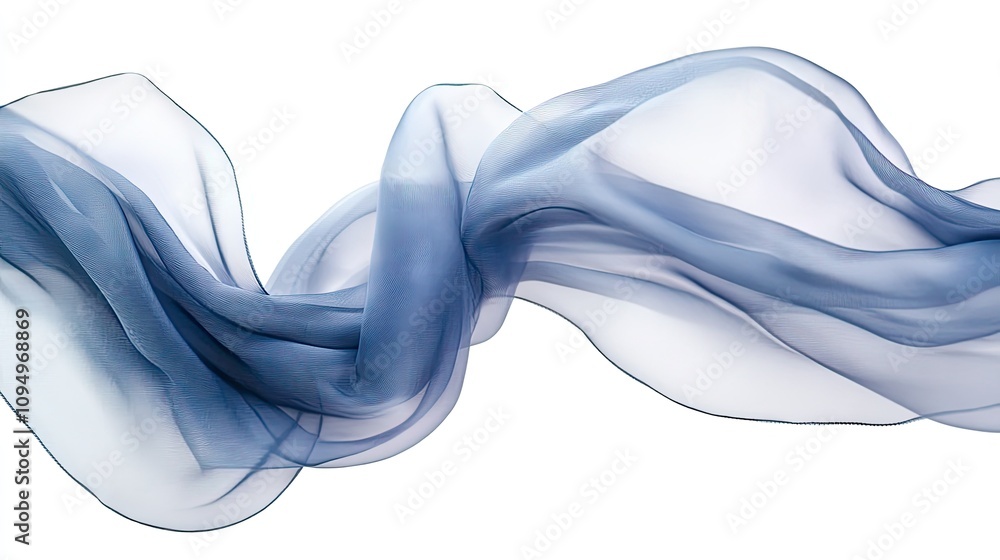 Poster soft blue sheer fabric flowing gracefully in light, creating a gentle and elegant wavy pattern ideal