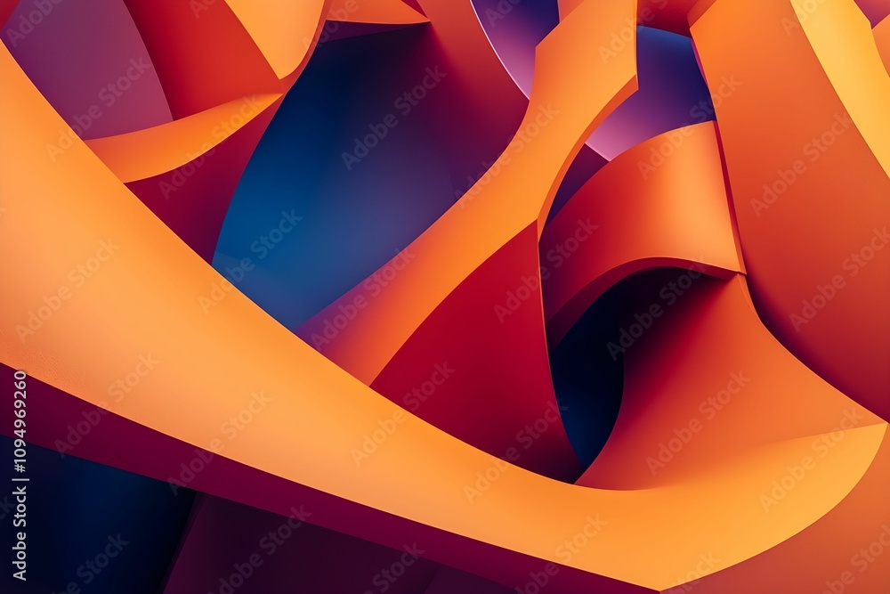 Poster colorful abstract shapes create dynamic visual movement and depth
