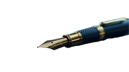 Gold and Blue Fountain Pen Close Up