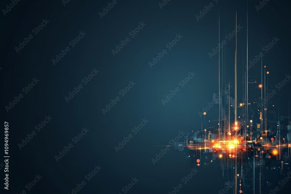 Aufkleber an abstract image featuring glowing lines and dots on a dark background, symbolizing data, technolog