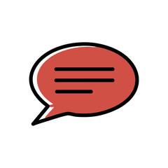 Speech bubble icon. Red and black chat symbol vector illustration in flat style.