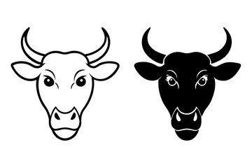 Cow head icon vector silhouette.